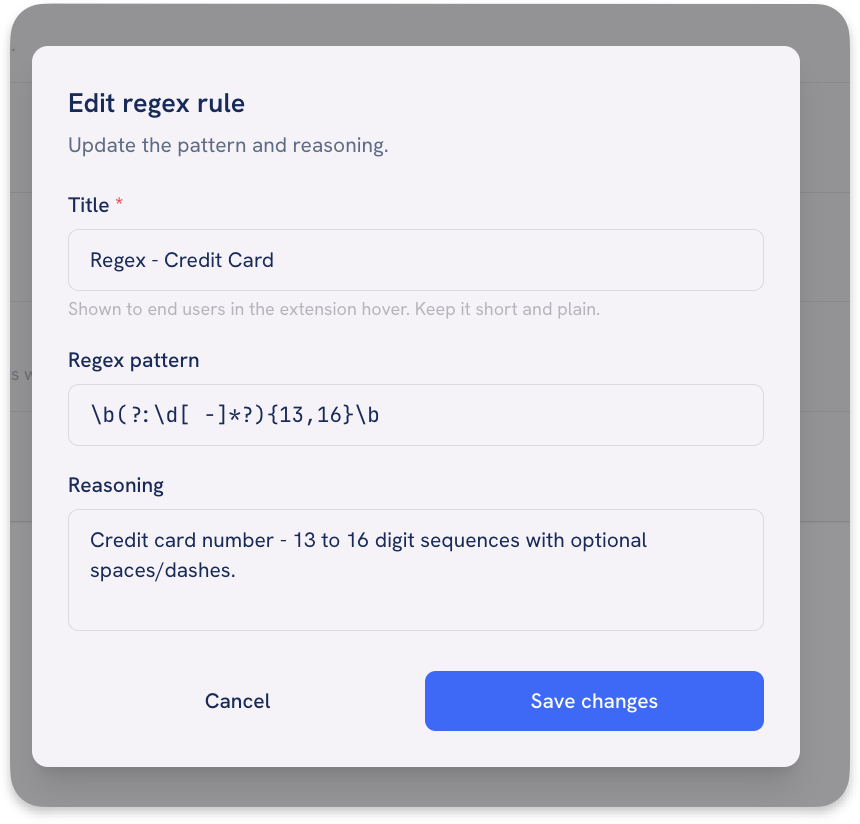 Edit an existing regex rule