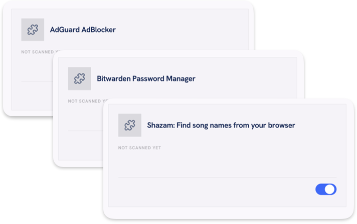 Browser extensions listed before a security scan